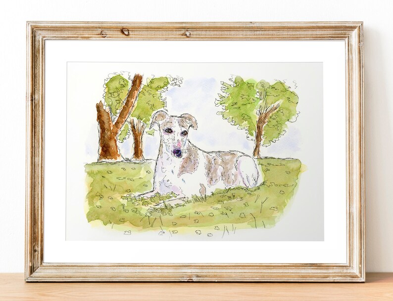Greyhound watercolor 5x7