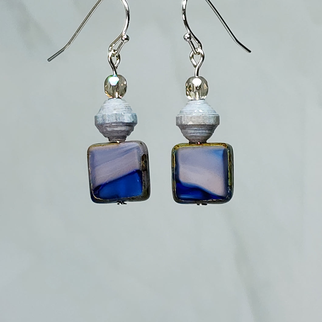 Hip to Be Square Paper Bead Earrings - 1-1/2