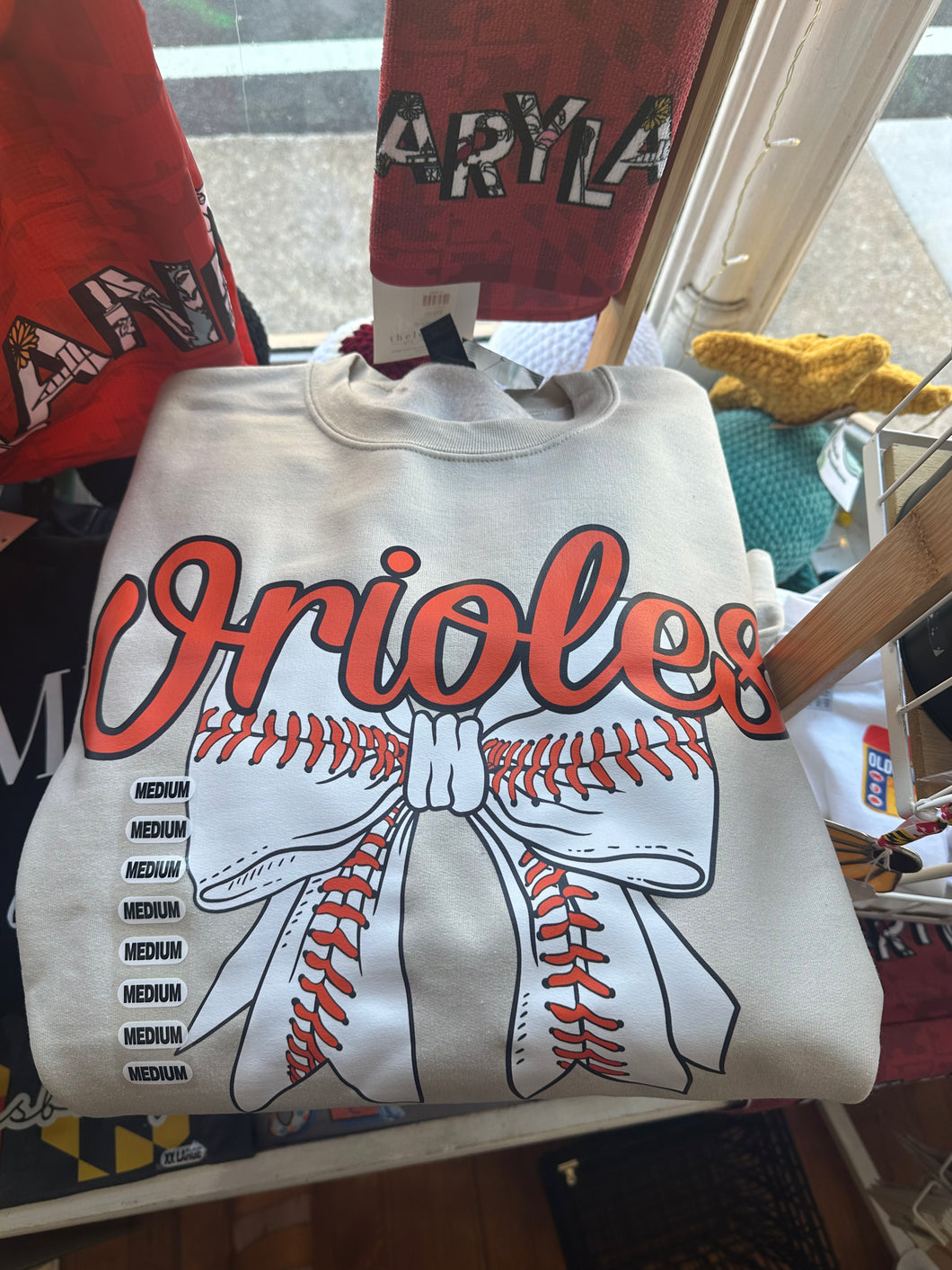 Baseball bow crewneck sweatshirt