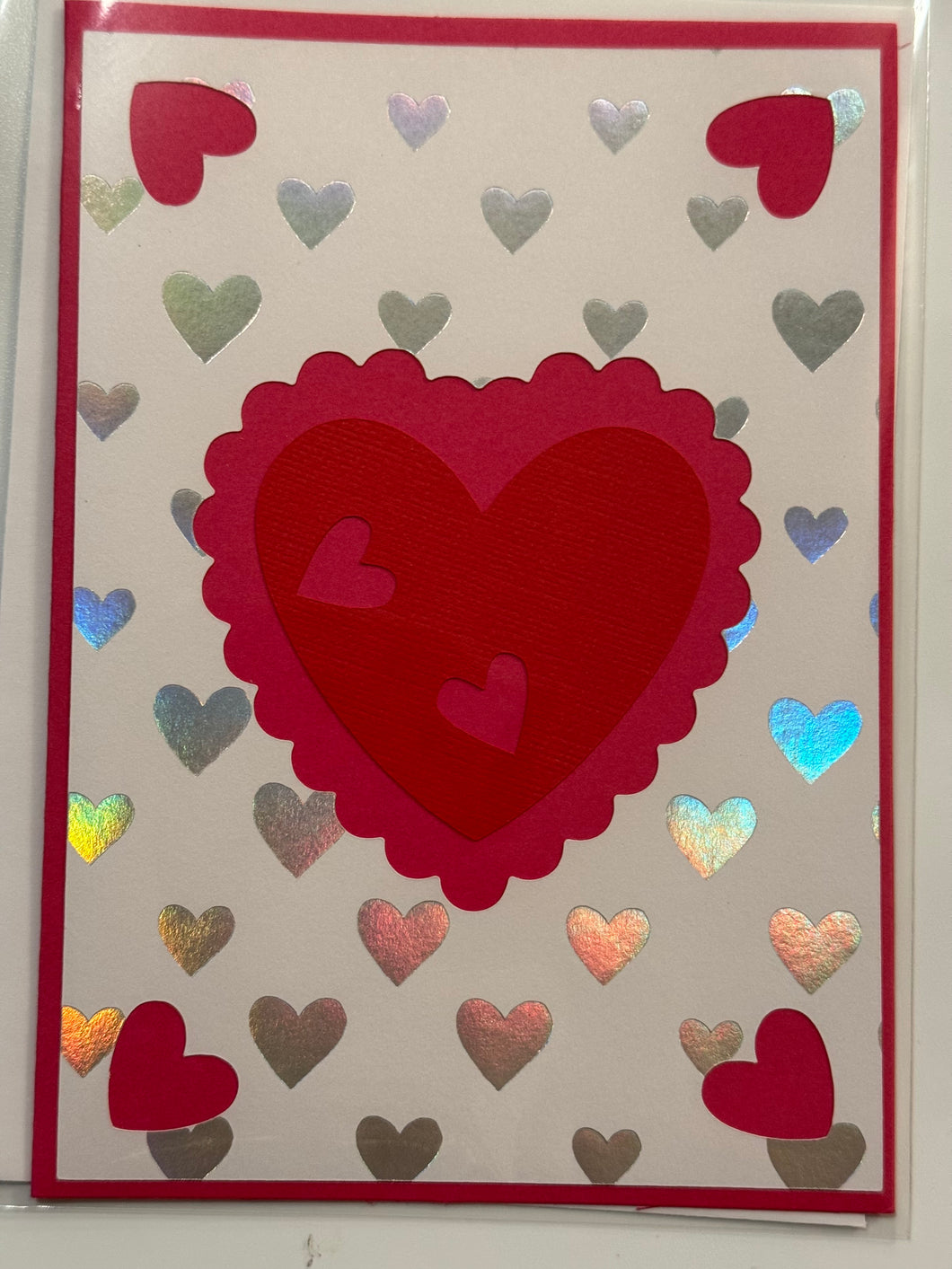 Red and Silver Hearts Card