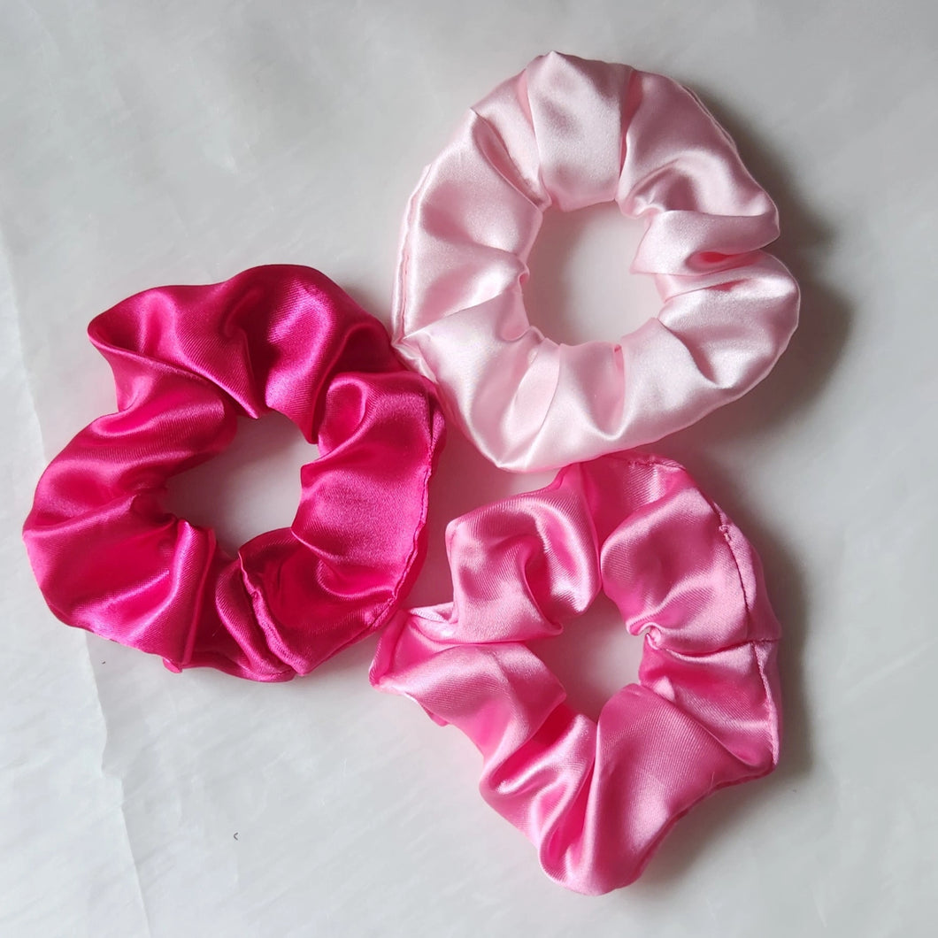 Pink Satin Scrunchie Two Pack