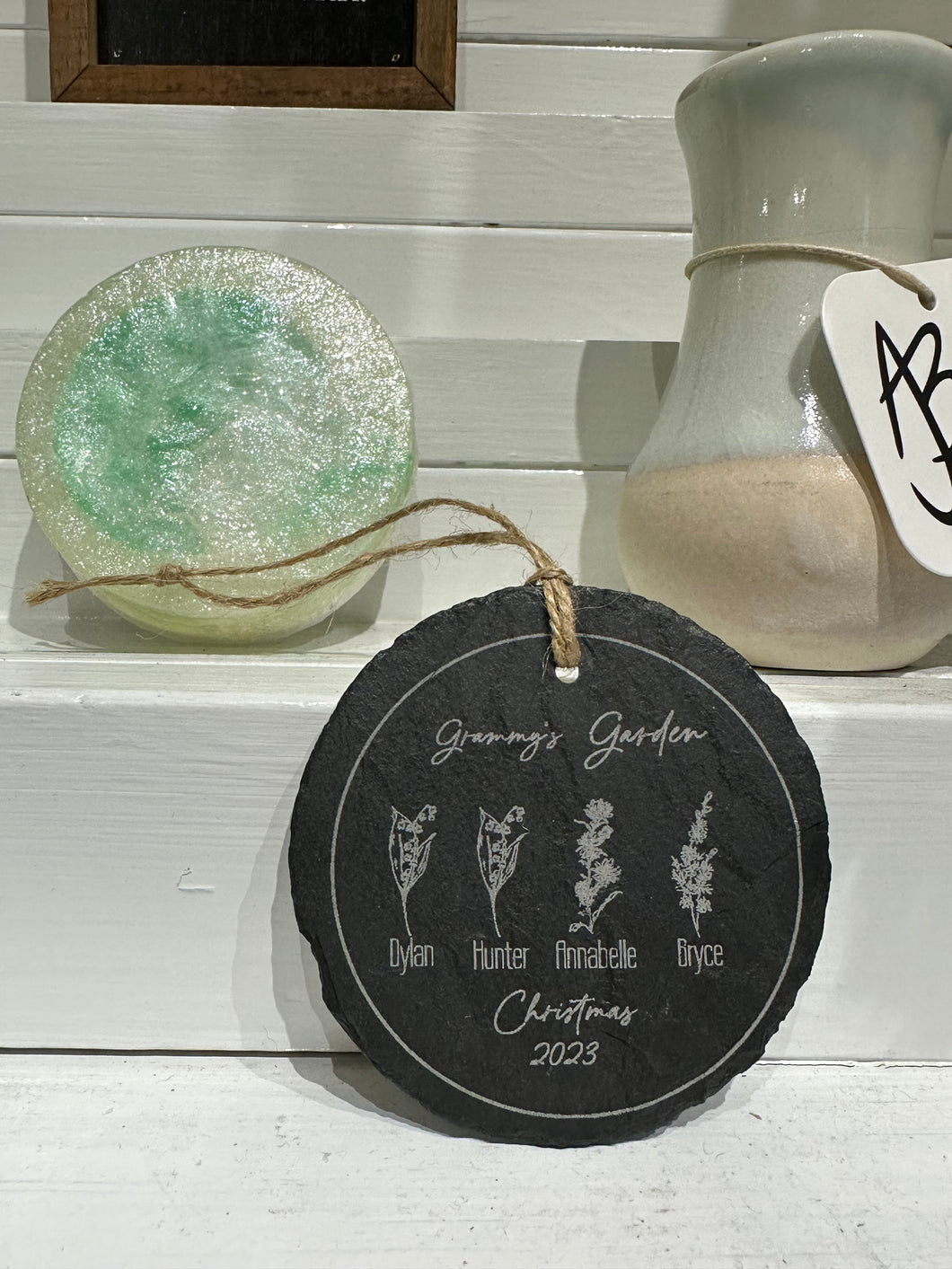 Customized Garden slate ornament- Christmas 2023