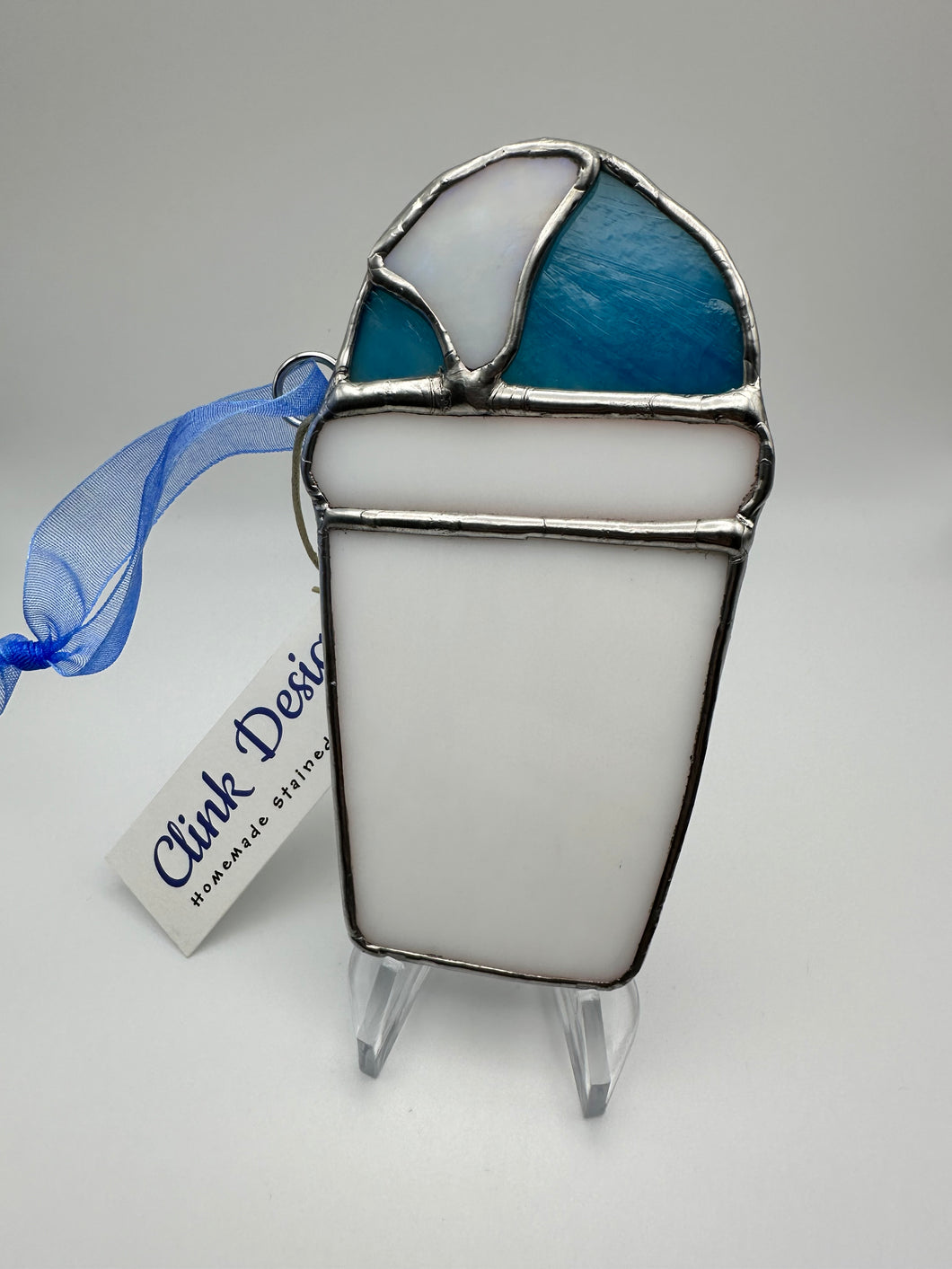 Snowball with Marshmallow Stained Glass Ornament