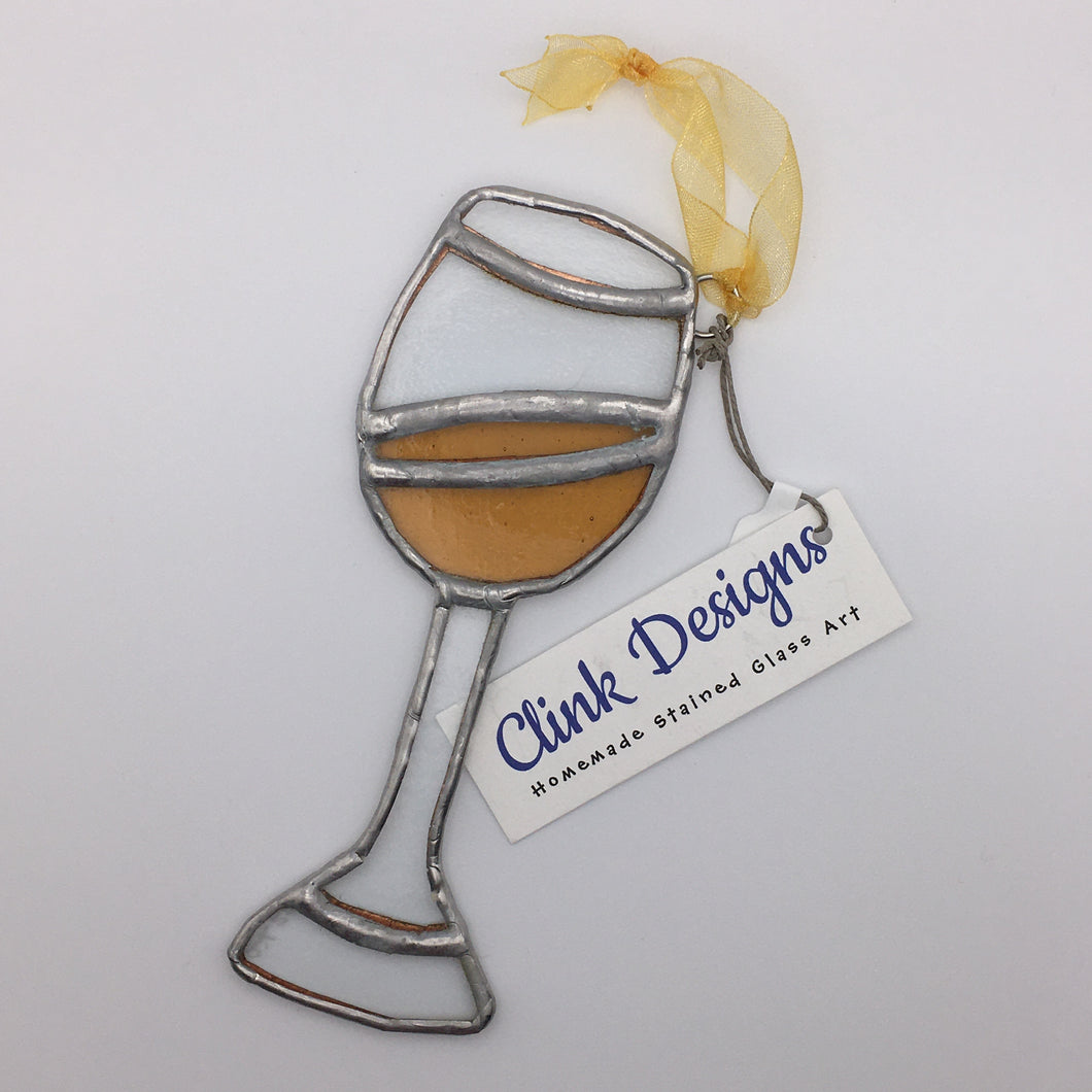 Amber Wine Glass Stained Glass Sun-catcher