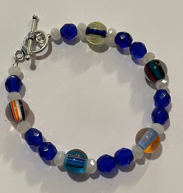 Glass Cobalt Beaded Bracelet