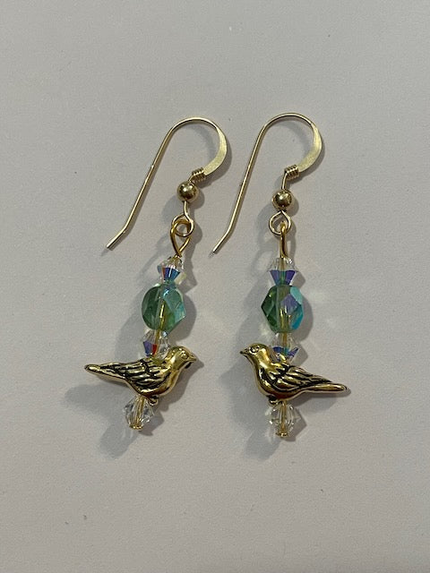Gold Bird Earrings