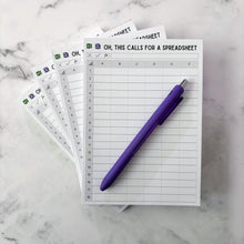 Load image into Gallery viewer, Oh, This Calls For A Spreadsheet Excel Notepad 5x7
