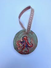Load image into Gallery viewer, Hand Painted Wooden Ornament - Octopus Illustration
