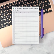 Load image into Gallery viewer, Oh, This Calls For A Spreadsheet Excel Notepad 5x7
