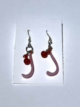 Load image into Gallery viewer, Silver Dangling Earrings with Vintage Glass Petal Charms
