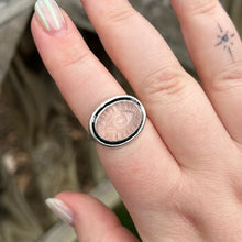 Load image into Gallery viewer, Rose Quartz evil eye ring size 9
