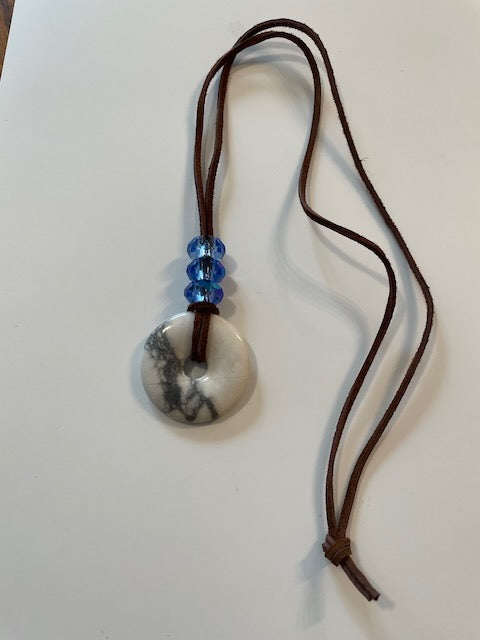 Gemstone and Suede Cord Necklace