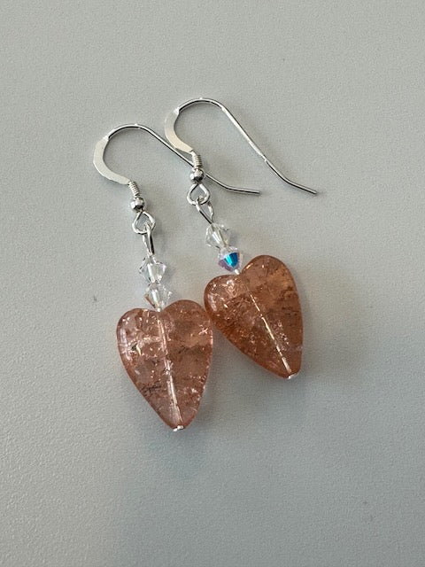 Pink Crackle Glass Earrings