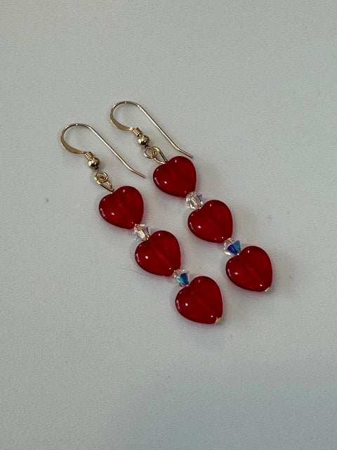 Three Hearts Earrings