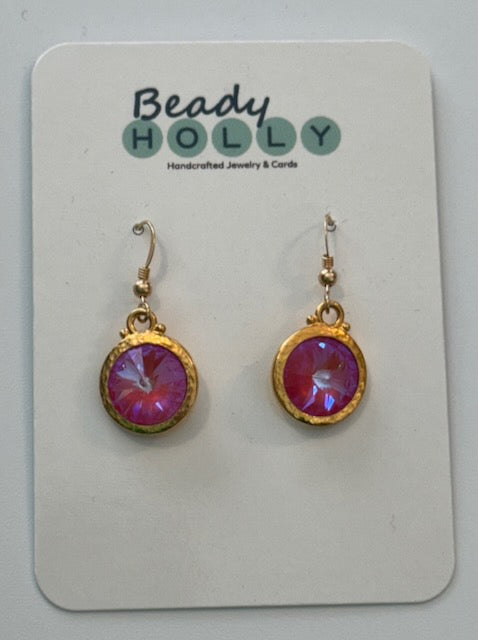 Pink Swarovski Rivoli Earrings