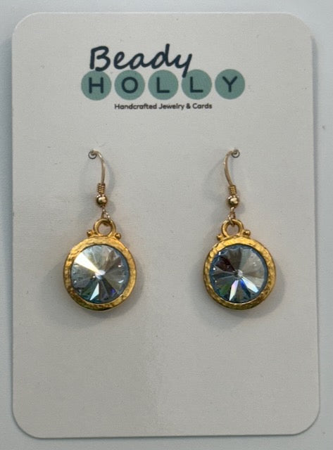 Gray/Blue Swarovski Rivoli Earrings
