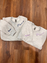 Load image into Gallery viewer, Mama crewneck- custom embroidery sweatshirt- (10-15 BUSINESS DAY turnaround).
