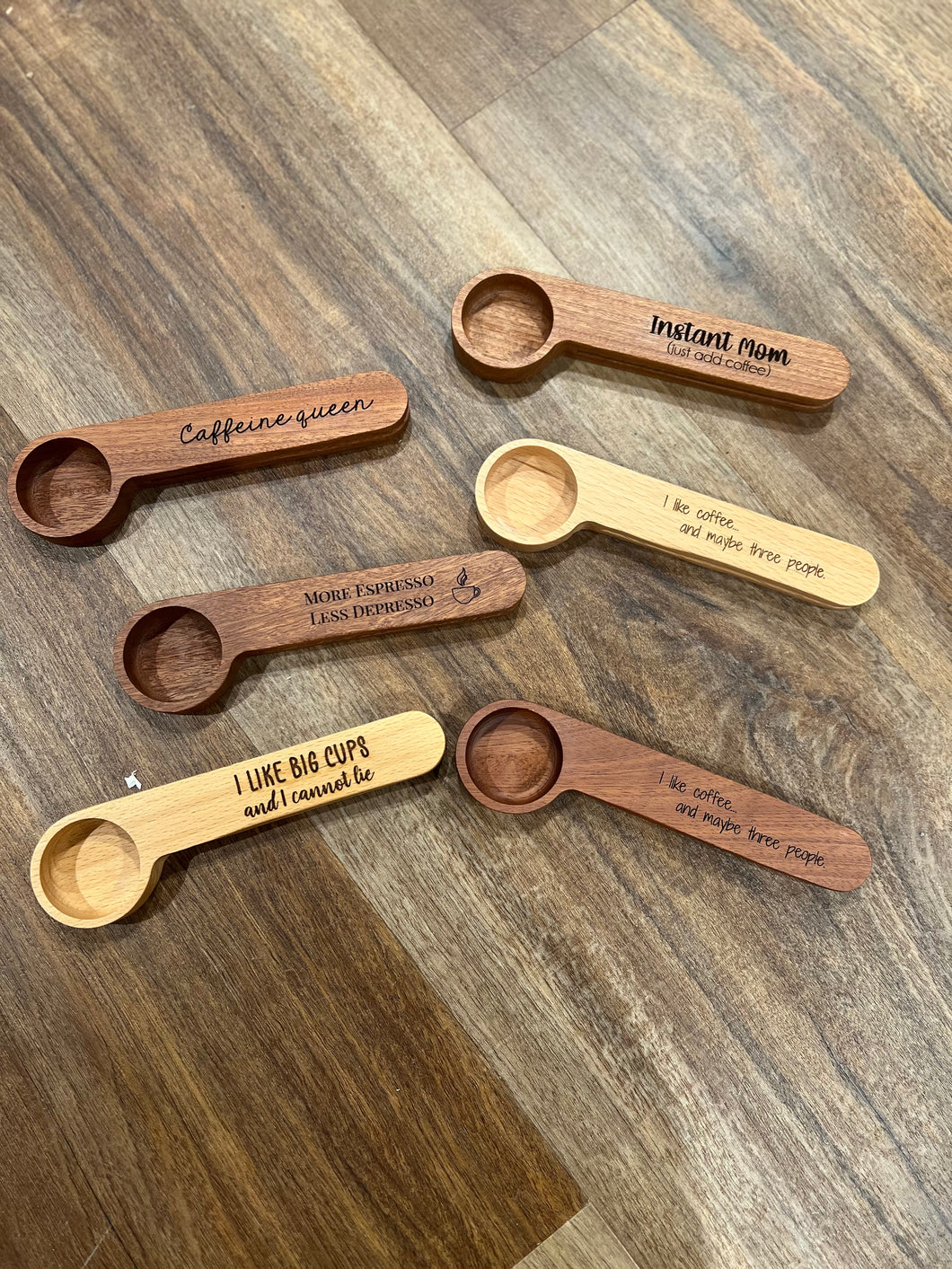 Engraved coffee scoops