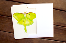 Load image into Gallery viewer, Lovely Luna Moth -- Handmade Watercolor Insect Card

