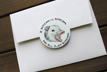 Load image into Gallery viewer, Screaming Opossum Circle Sticker
