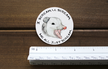 Load image into Gallery viewer, Screaming Opossum Circle Sticker
