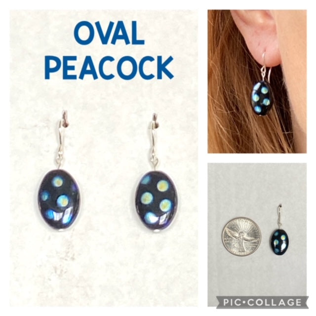 Oval Peacock Beaded Earrings