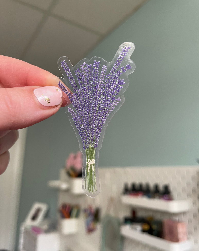 Lavender Bunch Sticker | Lavender Sticker with Clear Back | Purple Floral Sticker | Purple Bouquet of Lavender Sticker