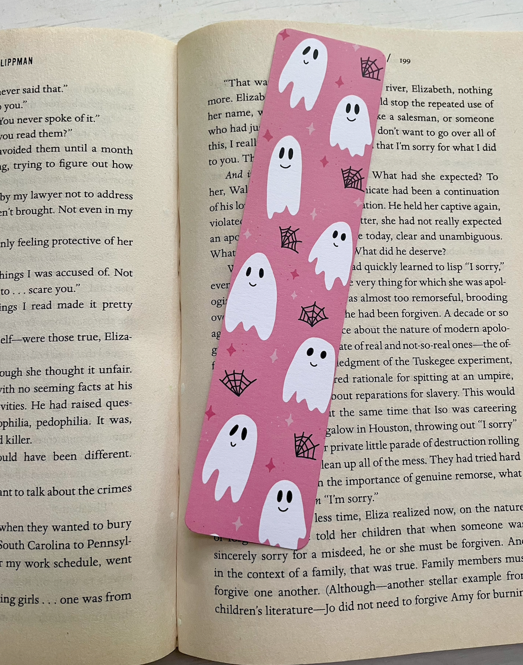 Pink Ghost & Cobweb Bookmark
