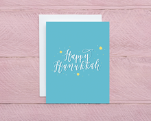 Load image into Gallery viewer, Blue Happy Hanukkah Card
