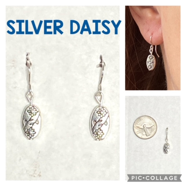 Silver Daisy Beaded Earring