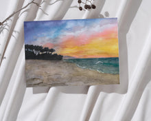 Load image into Gallery viewer, Sunset Beach Glow – Watercolor Print
