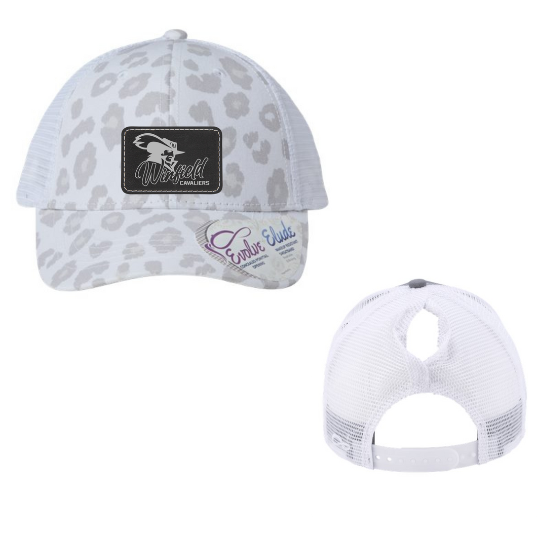 Winfield Cavaliers womens leopard hat-white