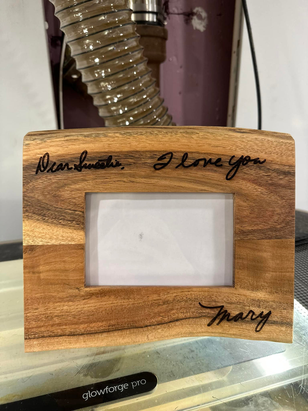 Acacia wood frame 4x6 photo with custom engraving