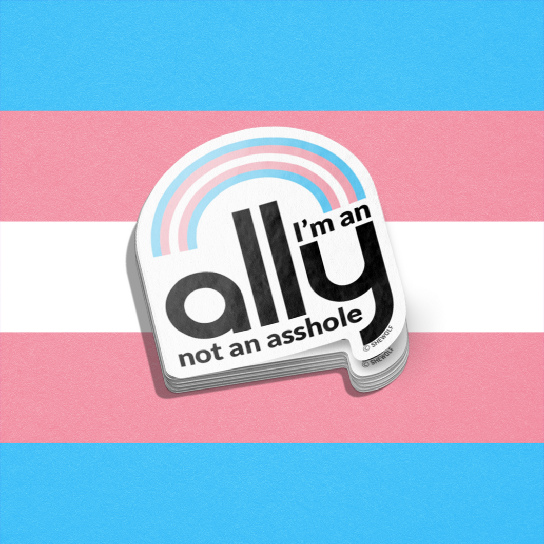 Trans ally not an asshole sticker