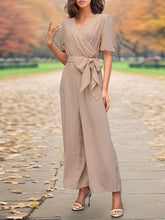 Load image into Gallery viewer, Tied Short Sleeve Wide Leg Jumpsuit
