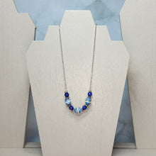Load image into Gallery viewer, Ocean Blue Paper Bead Silver Plated Ball Chain Necklace - 17&quot; w/ 2&quot; chain extender
