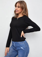 Load image into Gallery viewer, Backless Round Neck Long Sleeve T-Shirt
