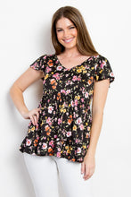 Load image into Gallery viewer, Be Stage Floral Short Sleeve Ruffled Top

