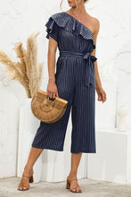 Load image into Gallery viewer, Ruffled Single Shoulder Tie Waist Jumpsuit
