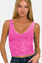 Load image into Gallery viewer, Zenana Washed Ribbed Cropped Bra Padded Tank
