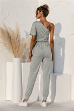 Load image into Gallery viewer, Single Shoulder Short Sleeve Jumpsuit
