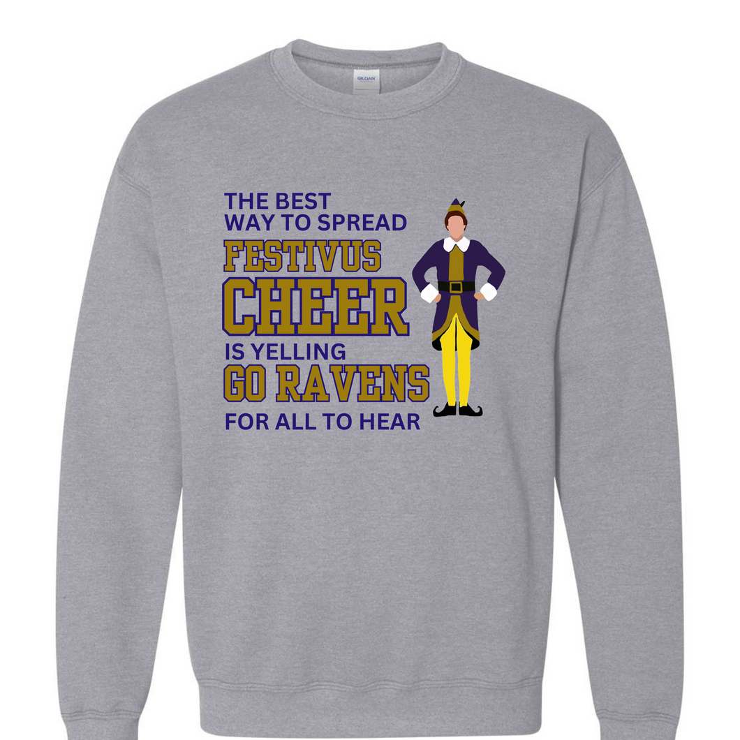 Festivus cheer- football crew neck sweatshirt