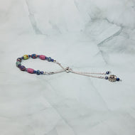 Paper Bead Adjustable Slider Knot Bracelet w/ flower charm