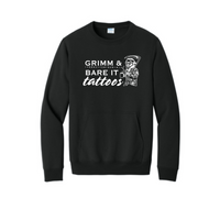 Grimm & Bare It- black pocket crew with reaper