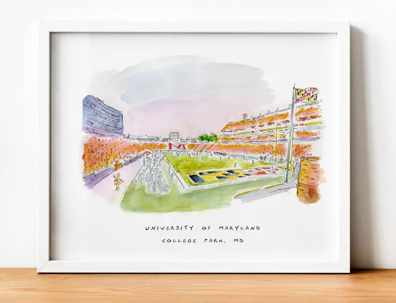University of Maryland Watercolor Illustration Print 5x7 print