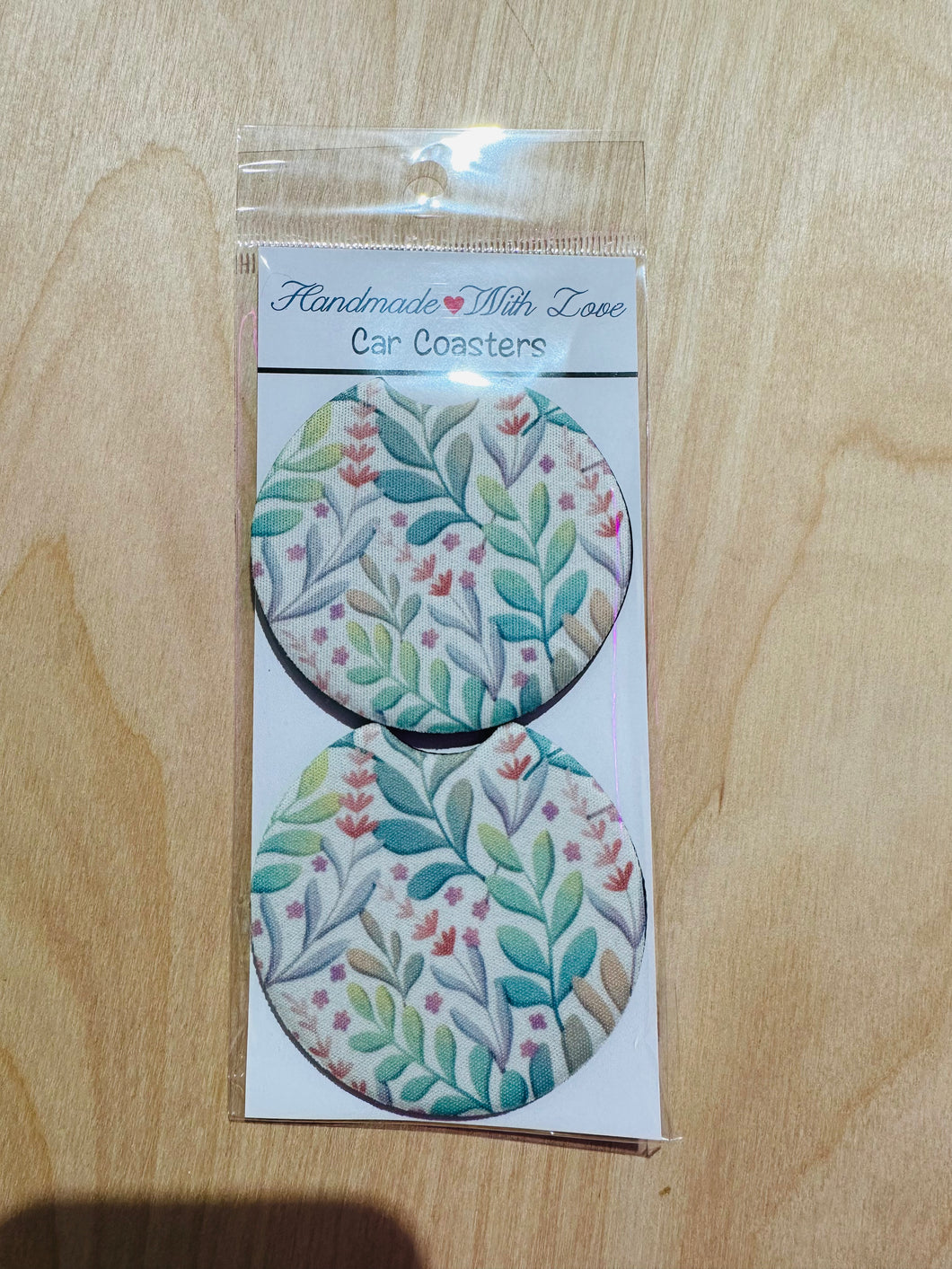 pastel leaf car coaster- set of 2