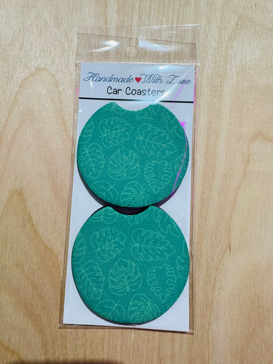 monstera leaf car coaster- set of 2