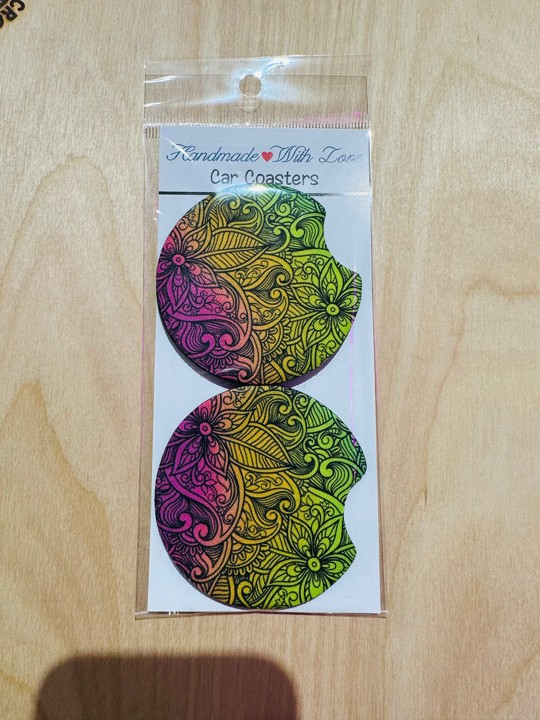 Neon print car coaster- set of 2