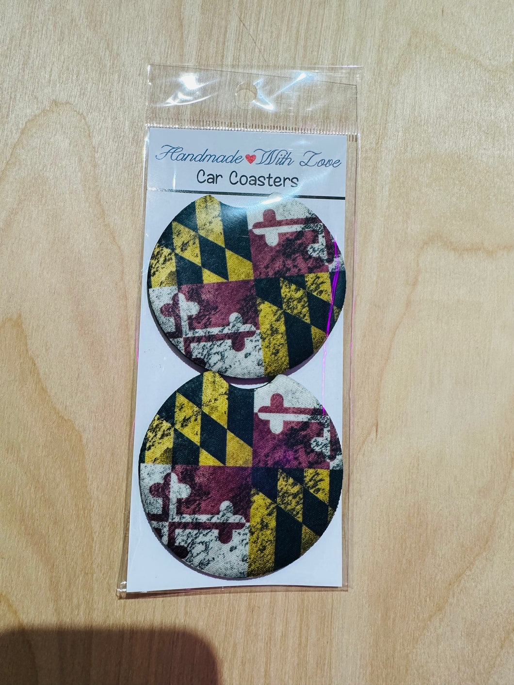 Maryland flag car coaster- set of 2