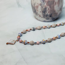 Load image into Gallery viewer, Peach Fan Paper Bead Necklace - 18&quot; with 2&quot; chain extender
